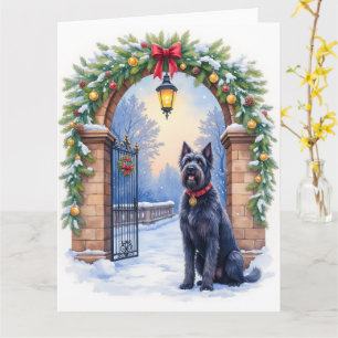 Watercolor Black Russian Terrier Iron Christmas Card