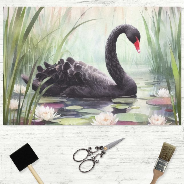 Watercolor Black Swan Decoupage Craft Tissue Paper (Creator Uploaded)