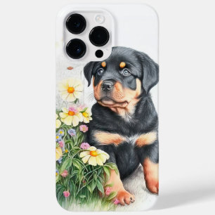 WATERCOLOR BLACK TAN ROTWEILLER PUPPY DOG Case-Mate iPhone 14 PRO MAX CASE