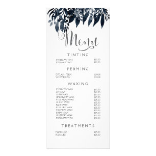 Watercolor Black White Stylist Menu Price List