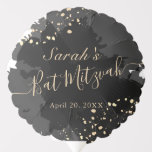 Watercolor Black x Gold Bat Mitzvah Balloon<br><div class="desc">This chic and elegant bat mitzvah balloon features a white background with black brush strokes in watercolor and faux gold splatters. Personalise it for your needs. You can find more matching products at my store.</div>