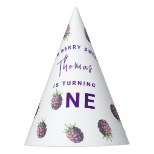 Watercolor blackberries 1st birthday party hat
