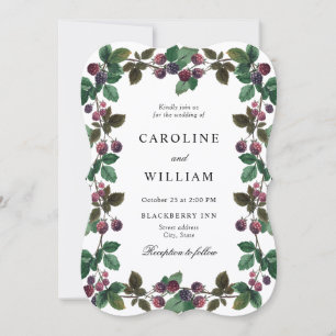 Watercolor Blackberries Berry Wedding Invitation
