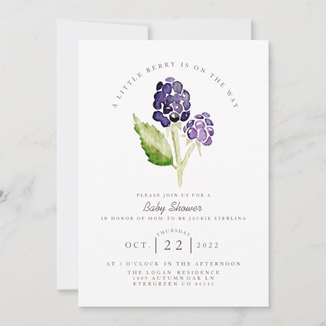 Watercolor Blackberry Duo | Berry Baby Shower Invitation (Front)