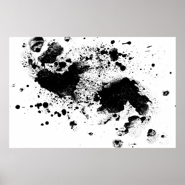 Watercolor Black'n'White Paint Splatter Poster (Front)