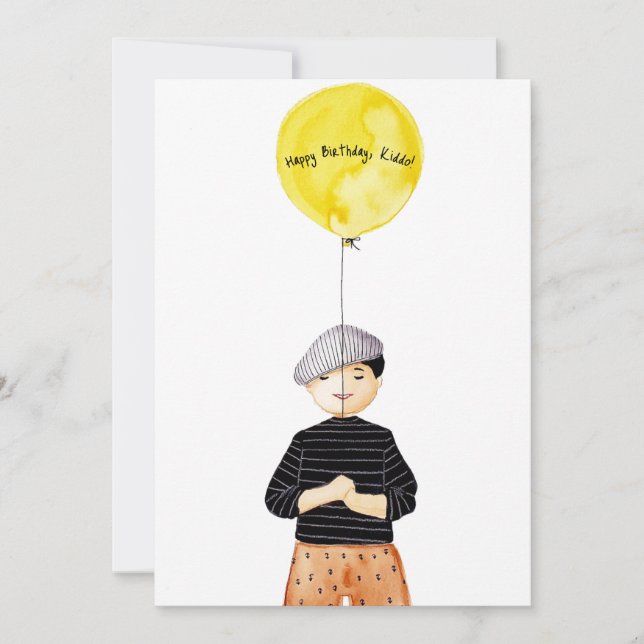 Watercolor Blank Birthday Card for Boys (Front)