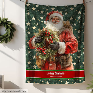Watercolor Blanket with Vintage Santa Claus