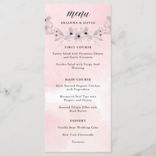 Watercolor Bliss   Blush Pink Floral Wedding Menu