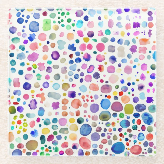 Watercolor blobs glass coaster (Front)