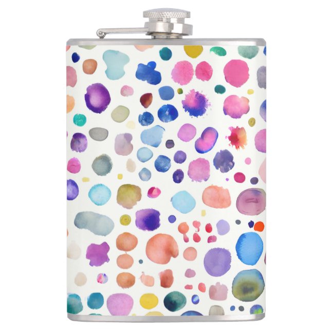 Watercolor blobs hip flask (Front)