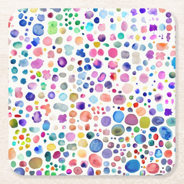 Watercolor blobs square paper coaster (Front)