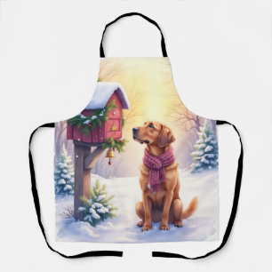Watercolor Bloodhound Country Mailbox Christmas Apron