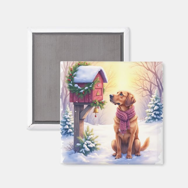 Watercolor Bloodhound Country Mailbox Christmas Magnet (Front/Back)