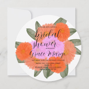 Watercolor Bloom Bouquet Pink Bold Bridal Shower Invitation