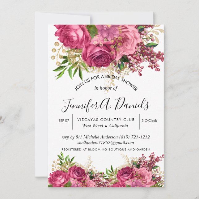 Watercolor Bloom Bridal Shower Invitation (Front)