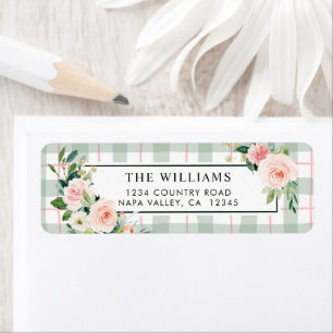Watercolor Bloom   Pastel Plaid Return Address