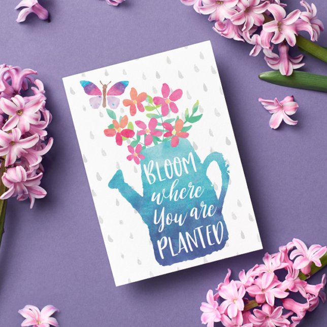 Watercolor Bloom Where You Are Planted Card (This fresh and stylish postcard sends just the right message to a friend or loved one who might need)