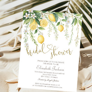  Watercolor Blooming Lemons Bridal Shower  Invitation