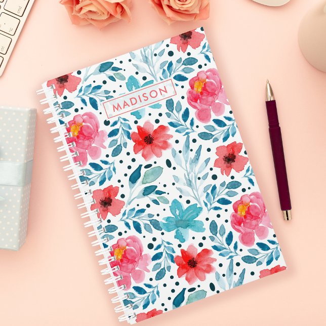 Watercolor Blooms Floral Pattern Personalised Planner (Creator Uploaded)