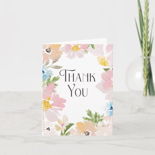 Watercolor blooms thank you card (Front)