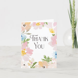 Watercolor blooms thank you card
