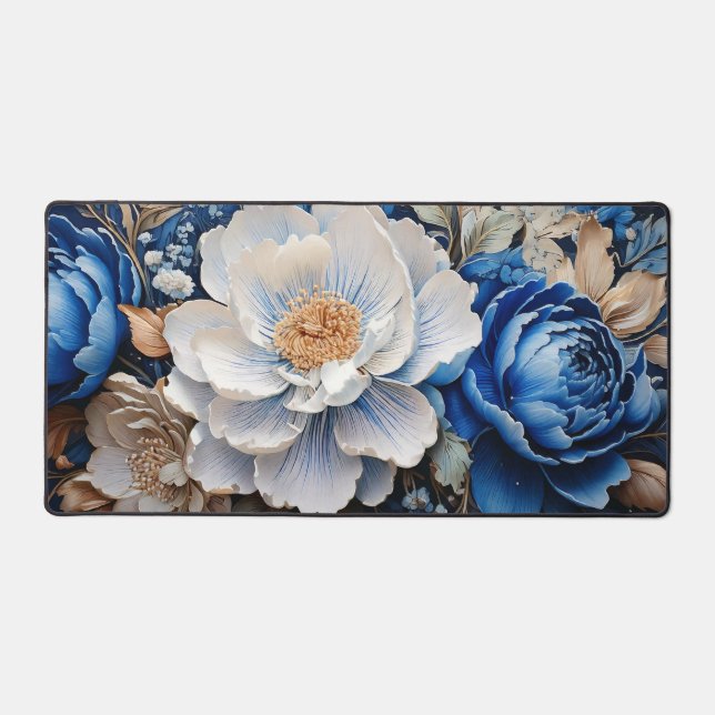 Watercolor Blossom floral, desk mat (Front)