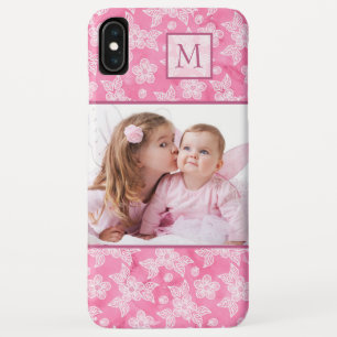 Watercolor Blossom Pink Monogram Photo Case-Mate iPhone Case