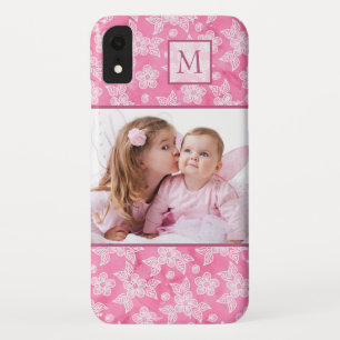 Watercolor Blossom Pink Monogram Photo Case-Mate iPhone Case