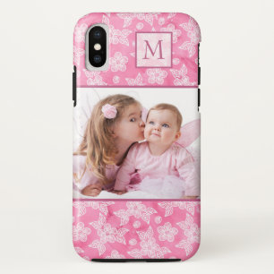 Watercolor Blossom Pink Monogram Photo Case-Mate iPhone Case