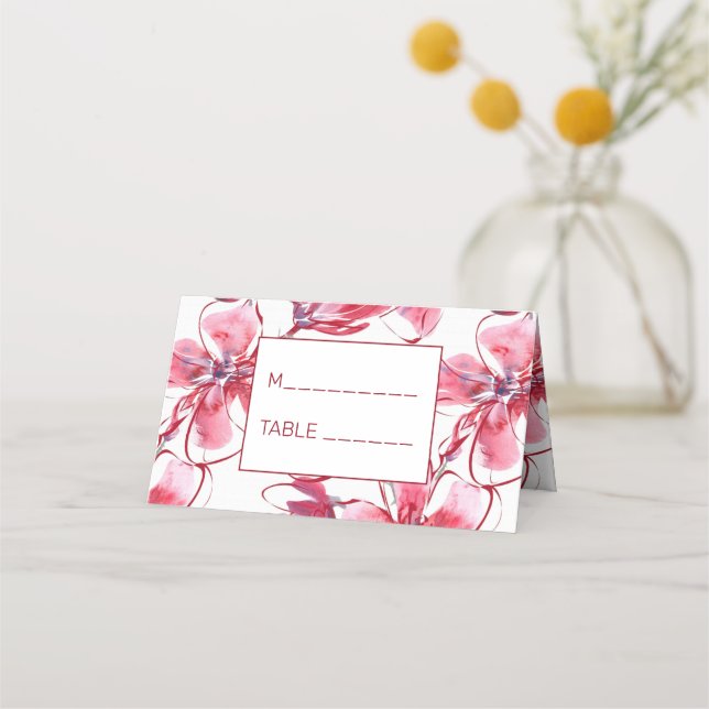 Watercolor Blossom Place Card (Front)