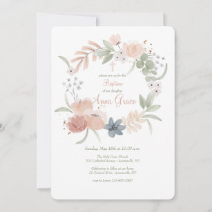 Watercolor Blossom Wreath Invitation