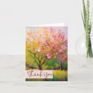 Watercolor blossoming trees customisable card
