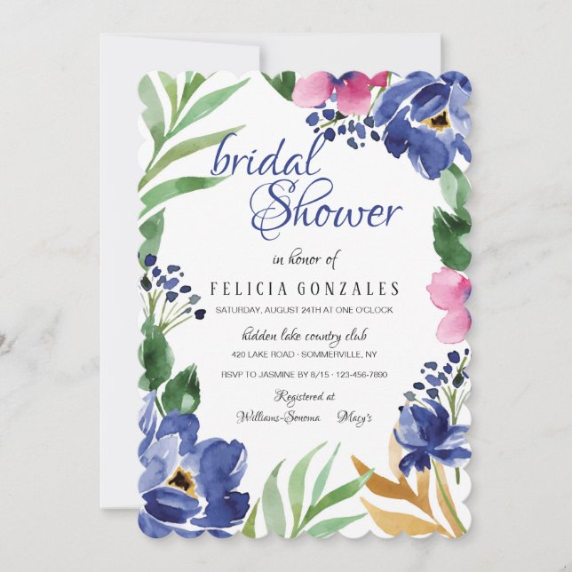 Watercolor Blossoms Invitation (Front)