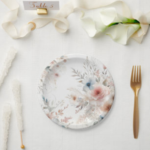 "Watercolor Blossoms: Modern Floral Paper Plates
