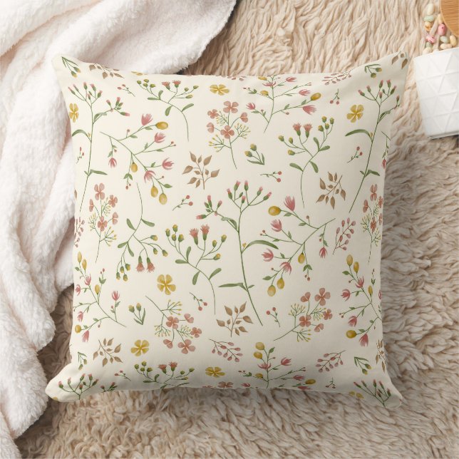 Watercolor Blossoms Pattern Cushion (Blanket)