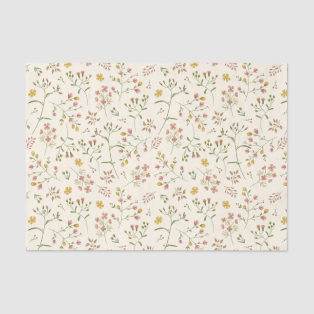 Watercolor Blossoms Pattern Tissue Paper (Front)