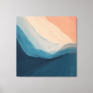 Watercolor Blue Abstract Art Ocean Waves Canvas Pr Print