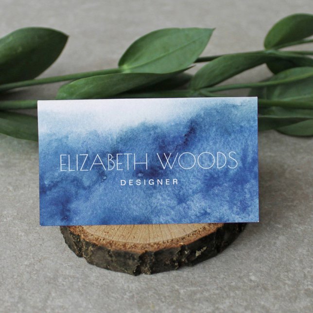 Watercolor Blue Abstract Ocean Professional  Business Card (Creator Uploaded)