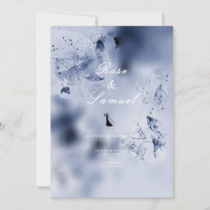 Watercolor Blue Aesthetic Wedding Invitation