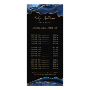 watercolor blue agate on black price list rack card