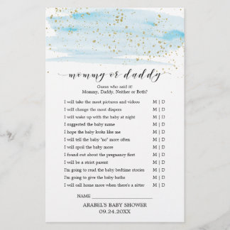 Watercolor Blue and Gold Baby Word Scramble Game