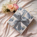 Watercolor Blue and Gold Single Leaves  Wrapping Paper<br><div class="desc">Beautiful gift wrap of watercolor blue and gold single leaves on a pinkish background.
Suitable for wedding or shower gift wrapping.</div>