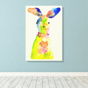 watercolor blue and green squares canvas print