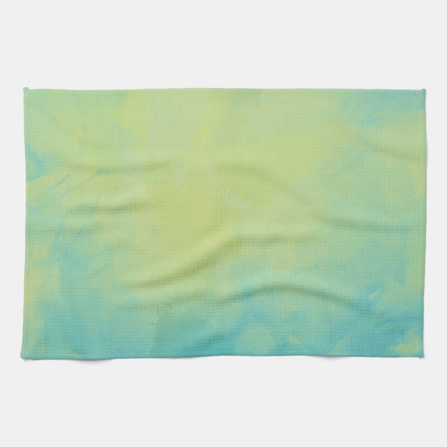 Watercolor Blue And Green Tea Towel (Horizontal)