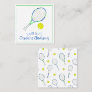 Watercolor Blue and Green Tennis Gift Enclosure Card