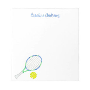Watercolor Blue and Green Tennis Personalised Notepad