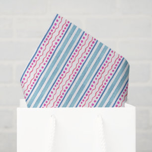 Watercolor Blue and Pink Stripes Tissue Paper