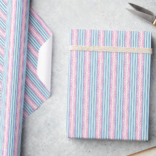 Watercolor Blue and Pink Stripes Wrapping Paper