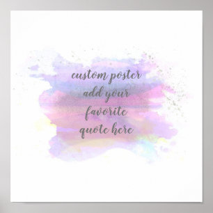 watercolor blue and purple add your own quote poster