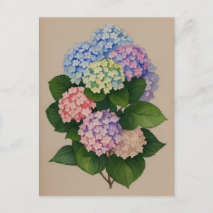 Watercolor Blue And Purple Hydrangea Flower Postcard